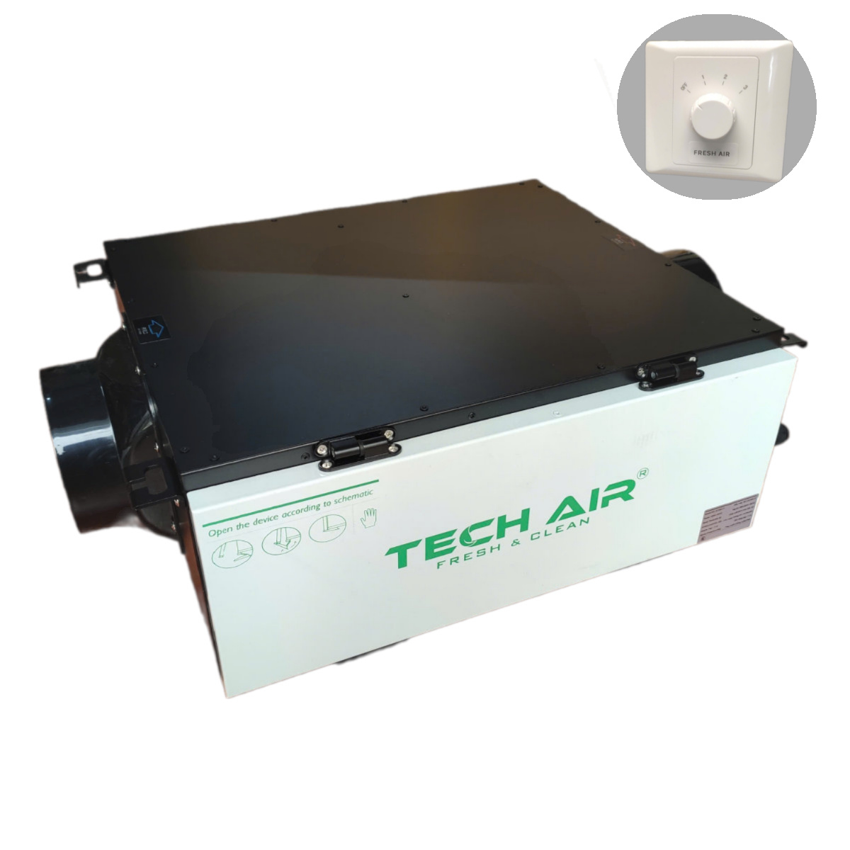 Máy cấp khí tươi Tech Air lưu lượng 350m3/h 4 cấp lọc PM2.5, Hepa công nghệ Nhật Bản - Hàng chính hãng