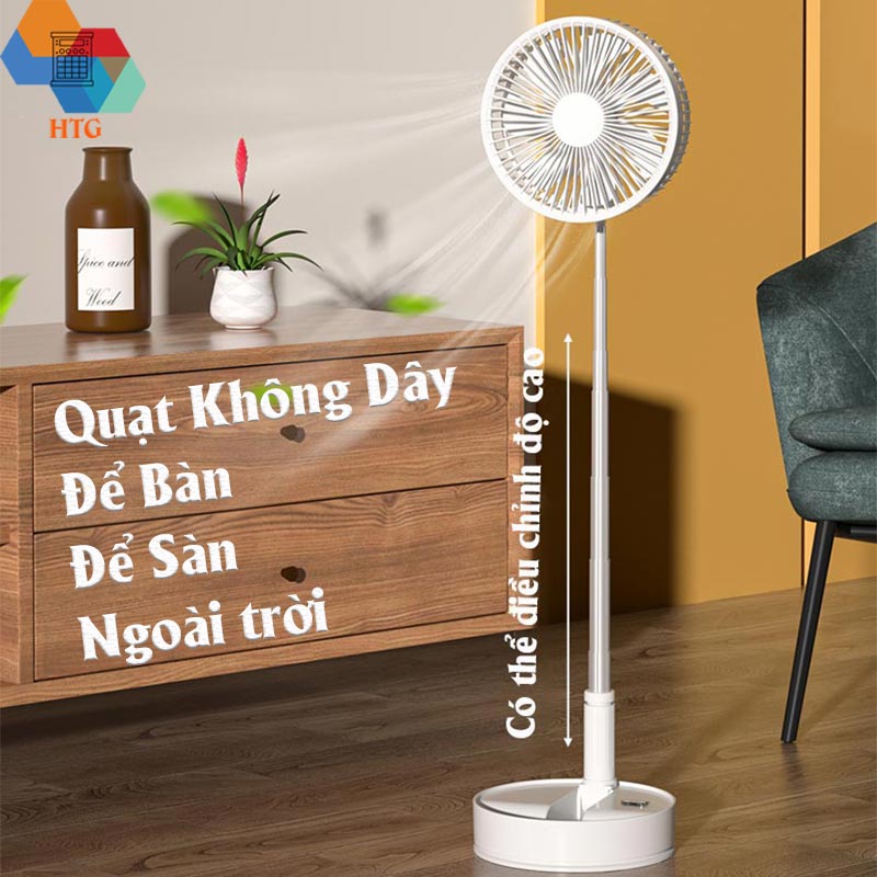 Quạt tích điện không dây Cyke P11 gấp gọn, có remote và tự động quay, hàng chính hãng