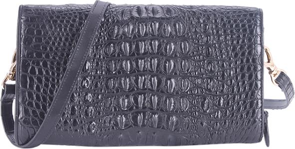 Túi Đeo Chéo Nữ Da Cá Sấu Huy Hoàng HT6228 (14.5 x 24.5 cm) - Đen