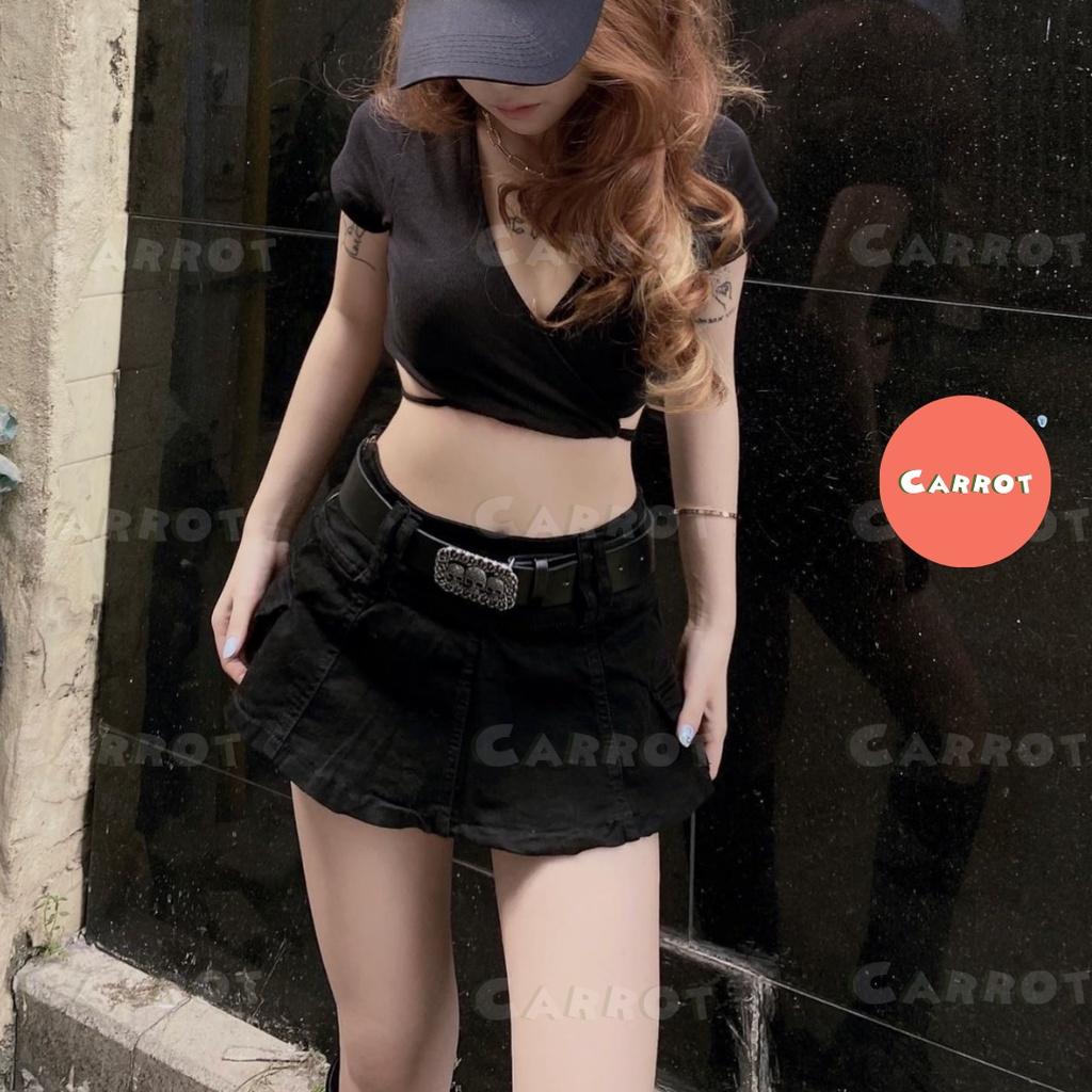 Áo croptop tay ngắn cột eo quyến rũ phong cách thời trang nữ tôn dáng trendy carrotxinhdep
