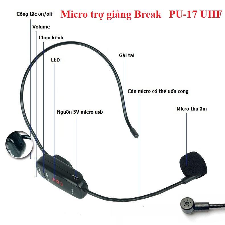 Micro trợ giảng không dây Break PU-17 UHF cao cấp