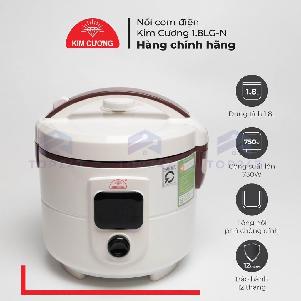 Nồi Cơm Điện Kim Cương 1.8 Lít Đa Năng Nắp Gài Chống Dính - Hàng Chính Hãng