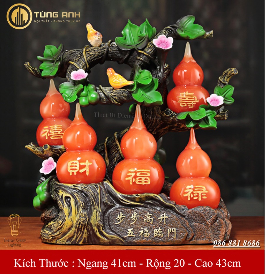 Hồ Lô Phong Thủy Cao 43cm - Ba Màu Sắc Trang Nhã - Vật Phẩm Hút Tài Lộc - Trang Trí Phòng Khách - Làm Món Quà Tân Gia