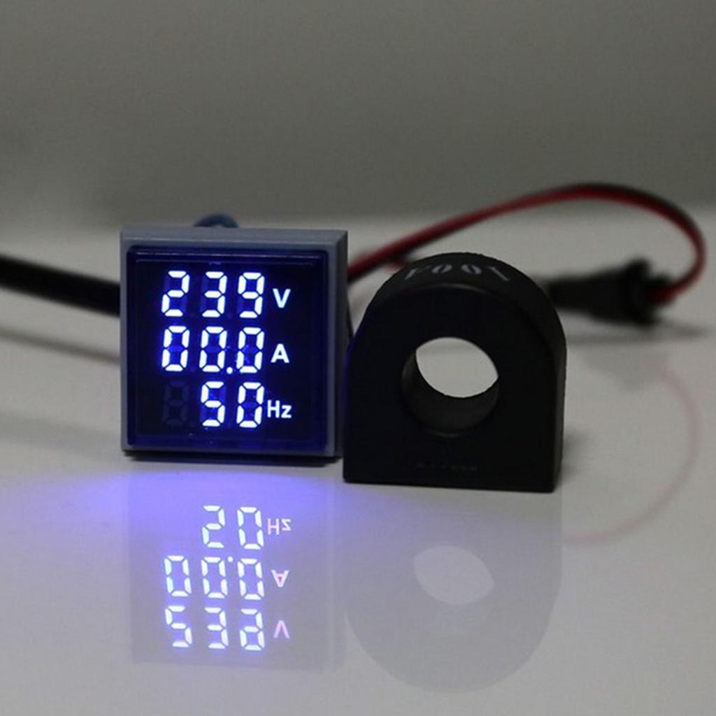 2x LED Digital Display 3 in 1 Multifunction Voltmeter Current HZ Indicator Combo