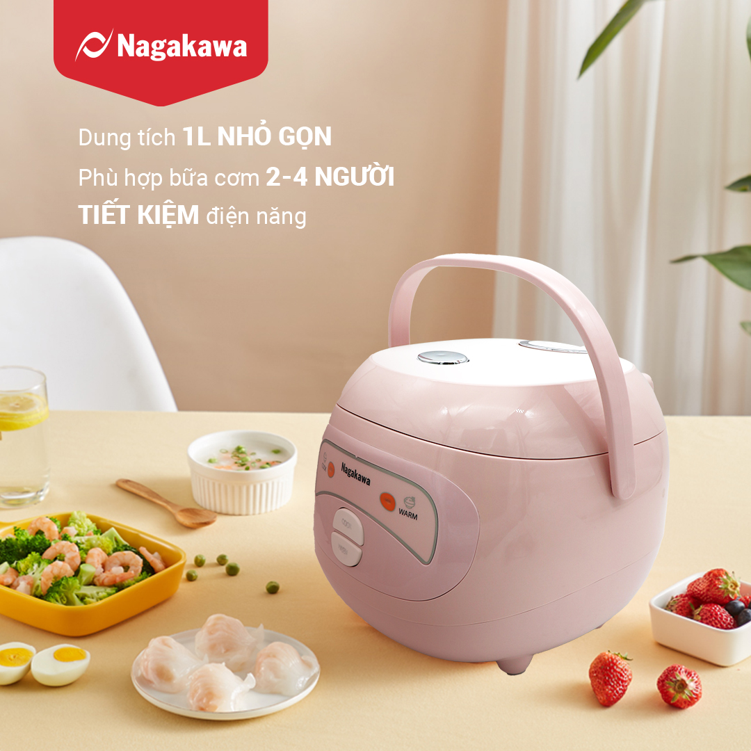 Nồi Cơm Điện Mini Nagakawa NAG0134 (400W-1 Lít) - Hàng Chính Hãng