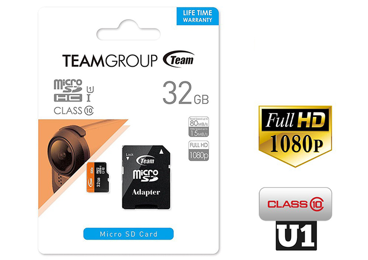 Thẻ Nhớ Micro SDHC Team 32GB 500x Class 10 U1-80MB/s (Đen Cam) - Hàng Chính Hãng