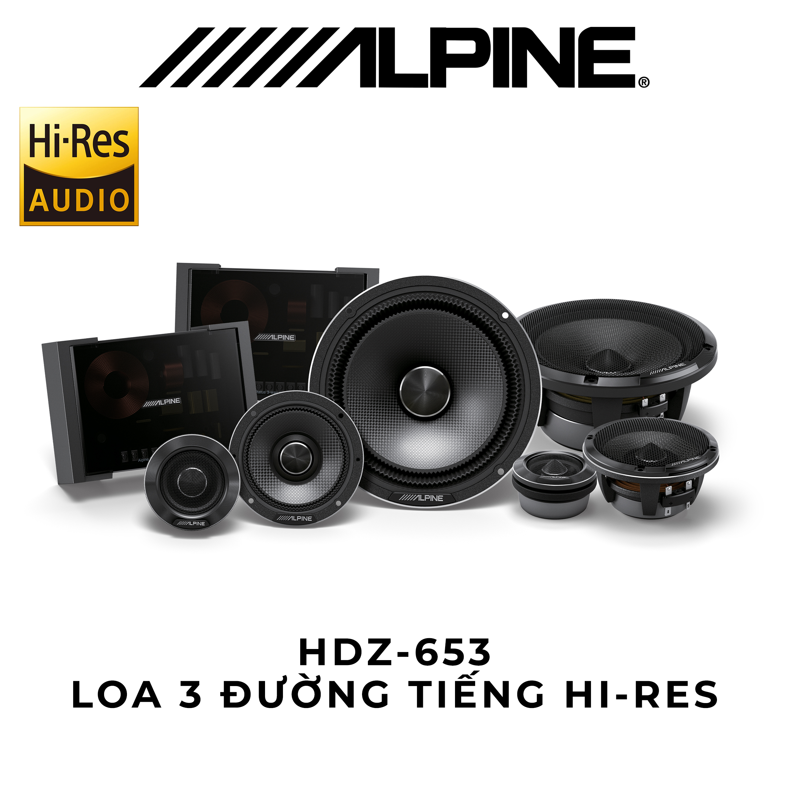 HDZ-653 Loa xe hơi 3 đường tiếng chính hãng Alpine 