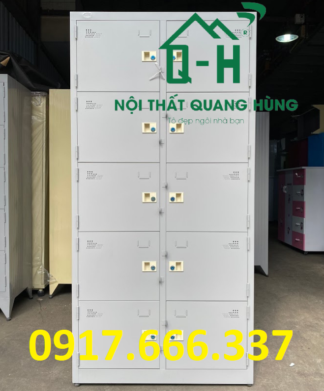 TỦ HỒ SƠ VĂN PHÒNG - CÔNG TY 10 CỬA SƠN TĨNH ĐIỆN KHÔNG CHÂN MÀU XÁM 1M8X90X45CM