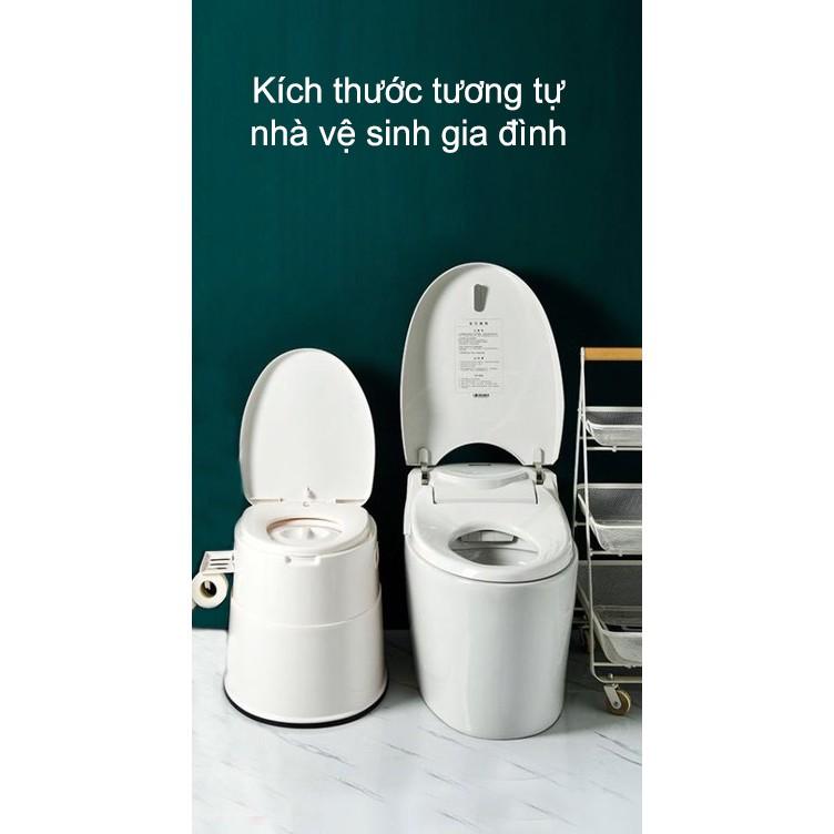 Bồn cầu di động bằng nhựa cho người già/người ốm/phụ nữ sau sinh có viền cao su chống trơn trượt