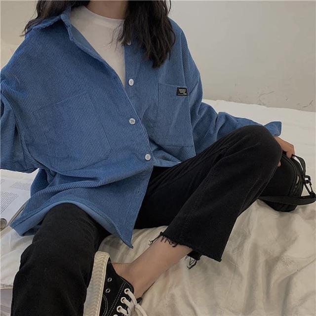 Áo sơ mi nhung lì oversize vintage Hàn Quốc ZOZO_unisex
