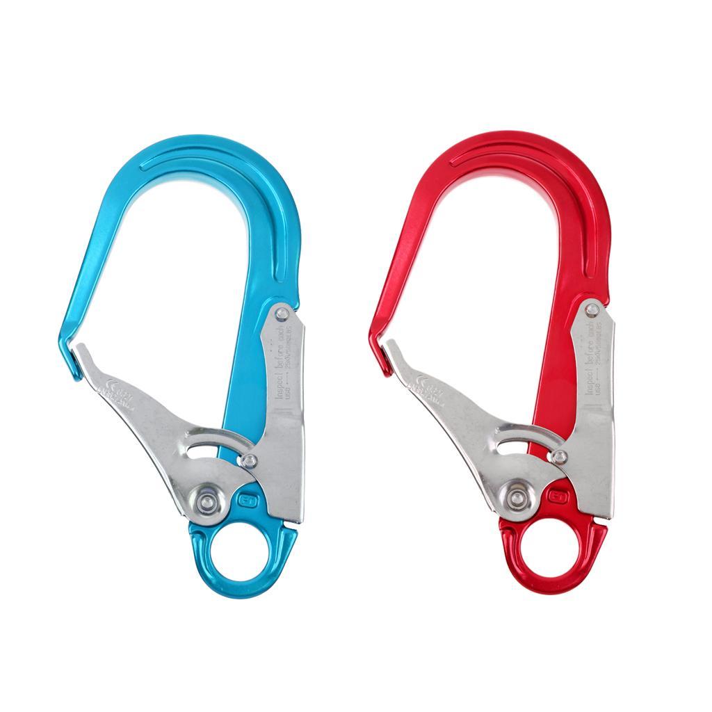 2 Pieces 25KN Safety Fall Protection Spring Snap Hook Rock Climbing Rappelling Rescue Gear Carabiner