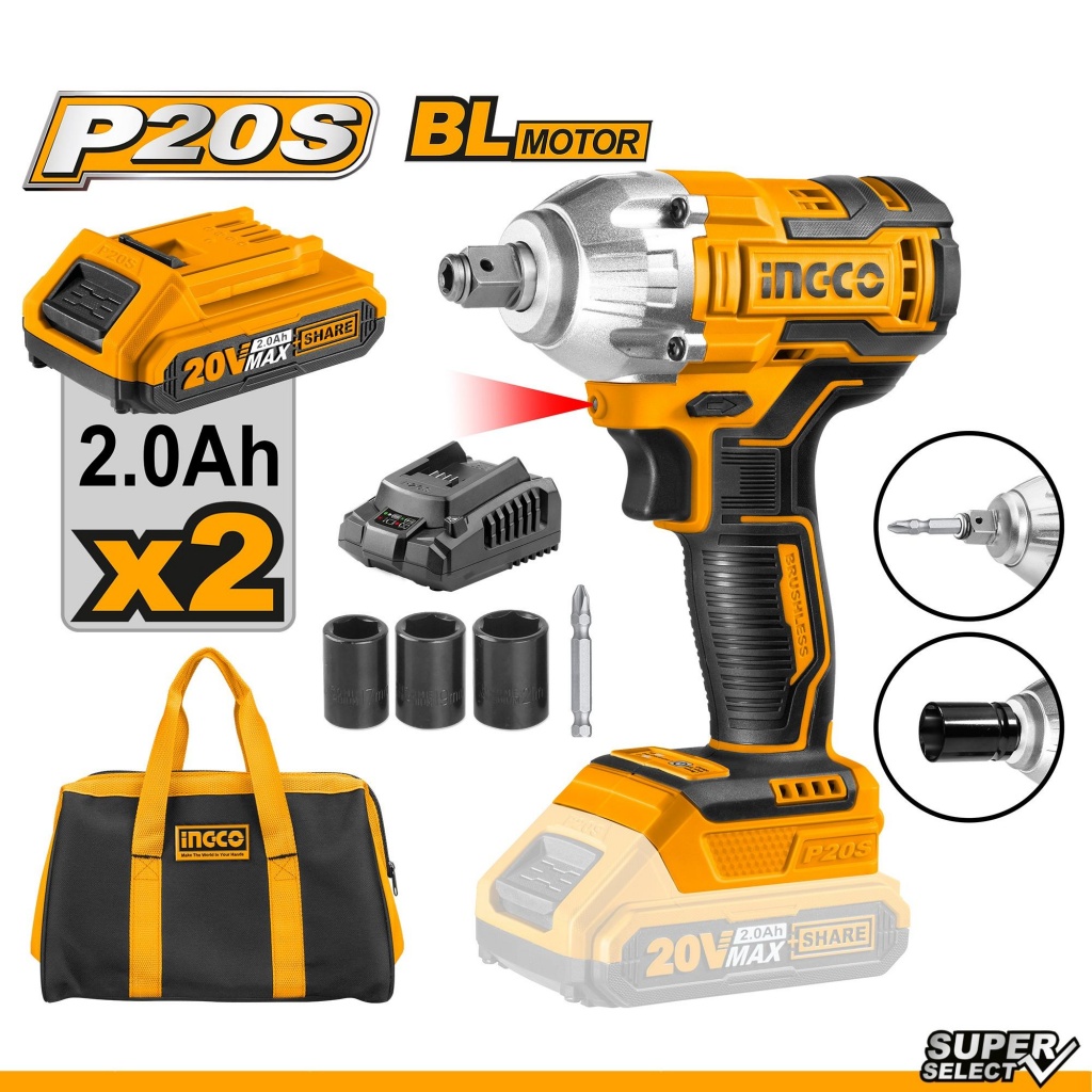 Máy siết vít và siết bulong 2 trong 1 Ingco CIWLI20208 motor không chổi than