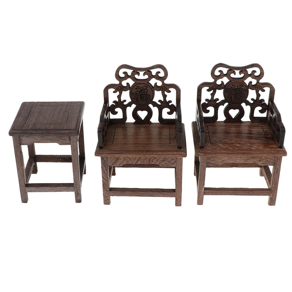 1/6 Dollhouse Miniature Chinese Tea Armchair Furniture Set