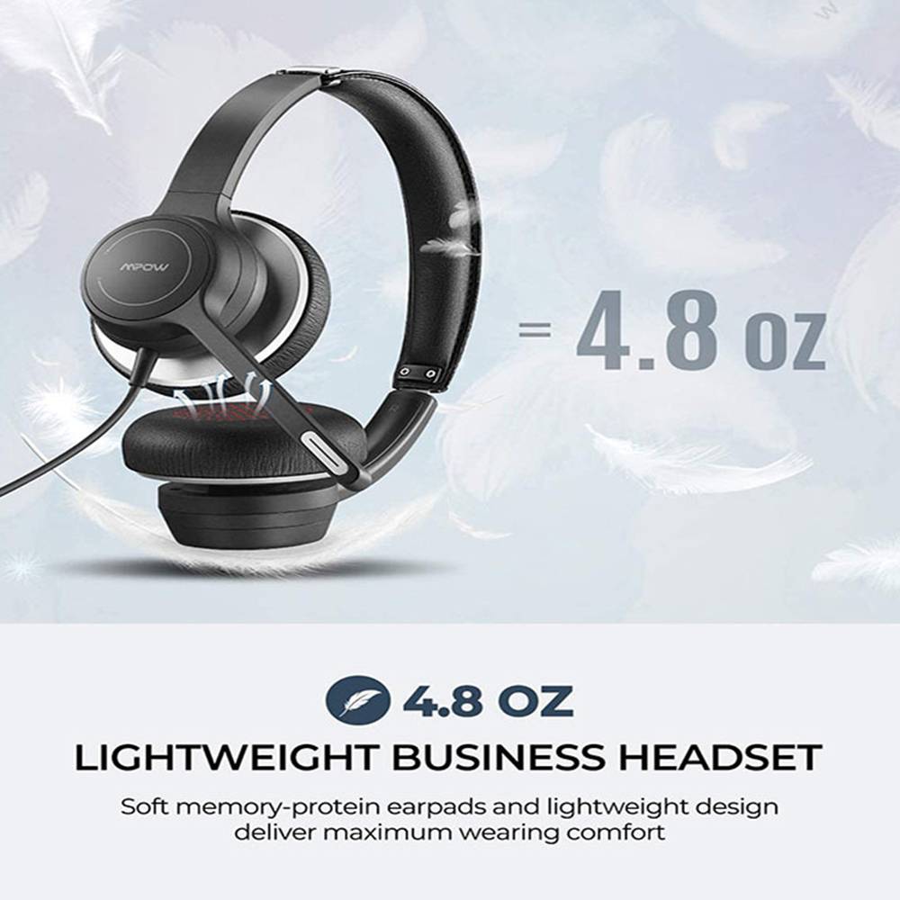 Tai nghe Mpow HC6 USB / 3,5mm với micrô trên tai 270 độ Điều khiển micrô bùng nổ trong dòng với tính năng tắt tiếng cho máy tính tổng đài