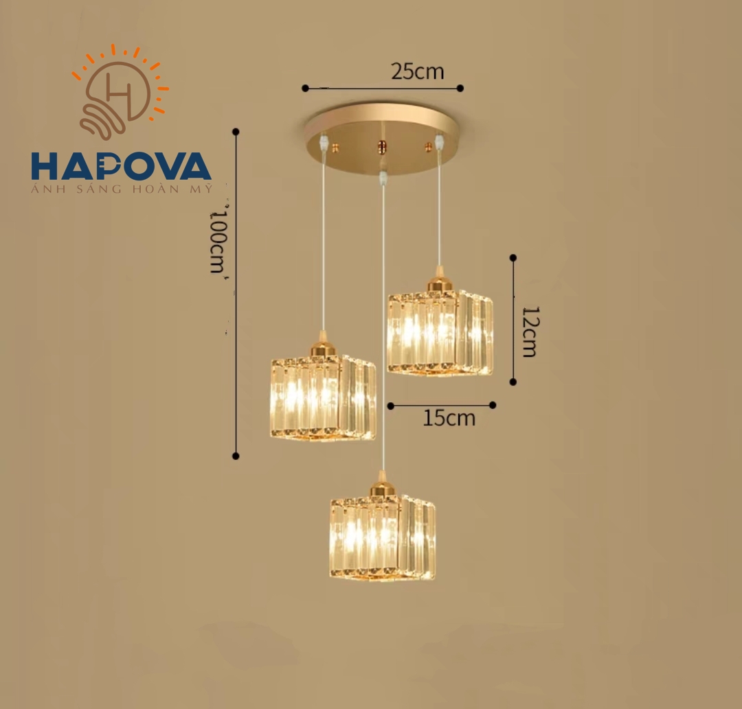 Bộ 03 Đèn thả trần trang trí pha lê HAPOVA DT 9575/3