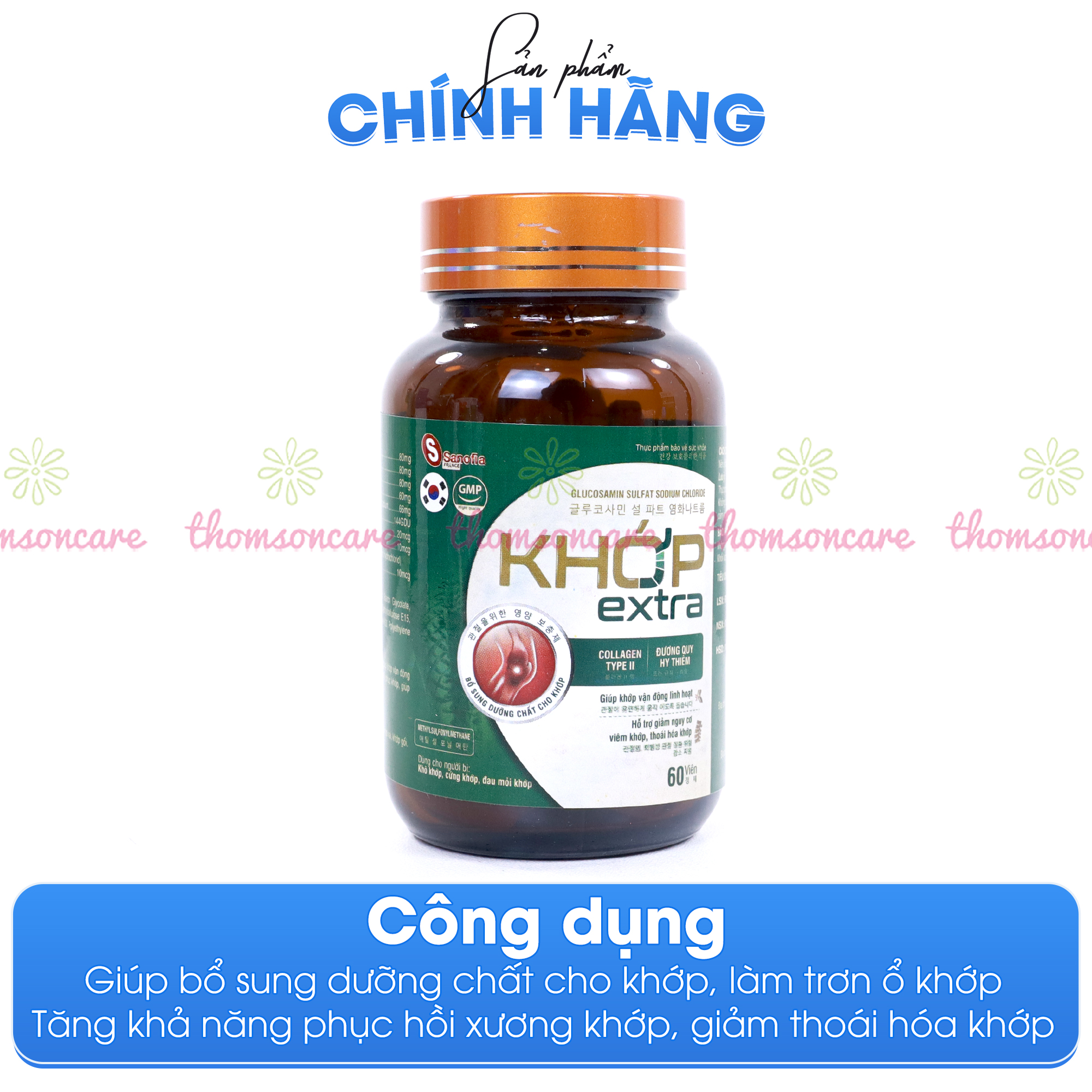 Viên uống dưỡng khớp extra Lọ 60 viên - Giúp giảm đau khớp nhanh chóng, thoái hóa khớp, vận động linh hoạt từ thảo dược- Thomsoncare