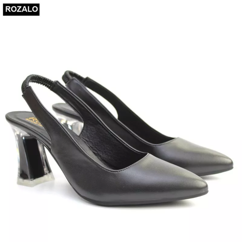 Sandal bít mũi cao gót 7P quai pha chun Rozalo R5370