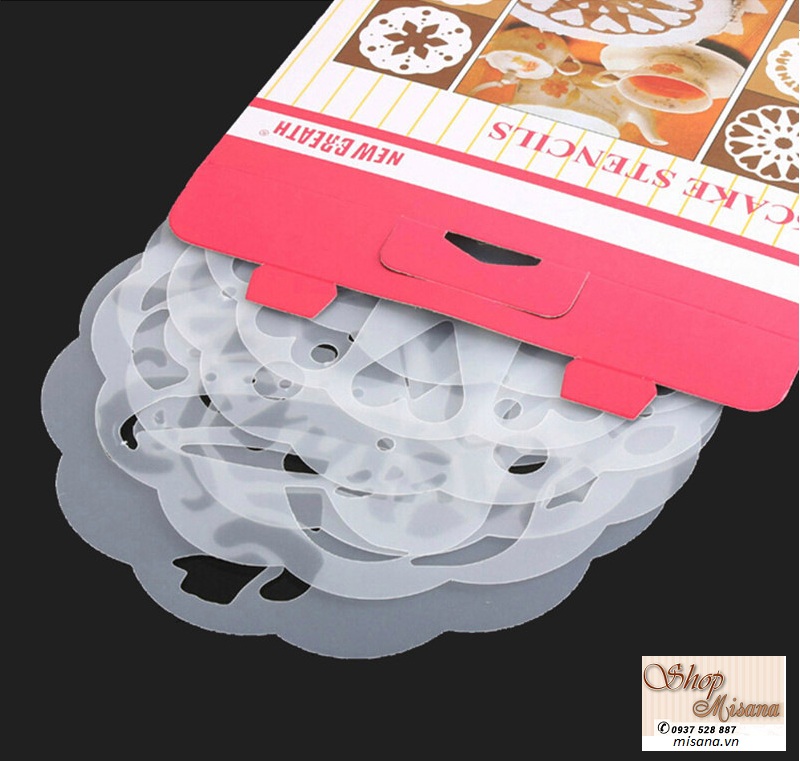 Bộ 6 cái miếng phun trang trí bánh cà phê lạ mắt với 6 họa tiết 18cm - Misana