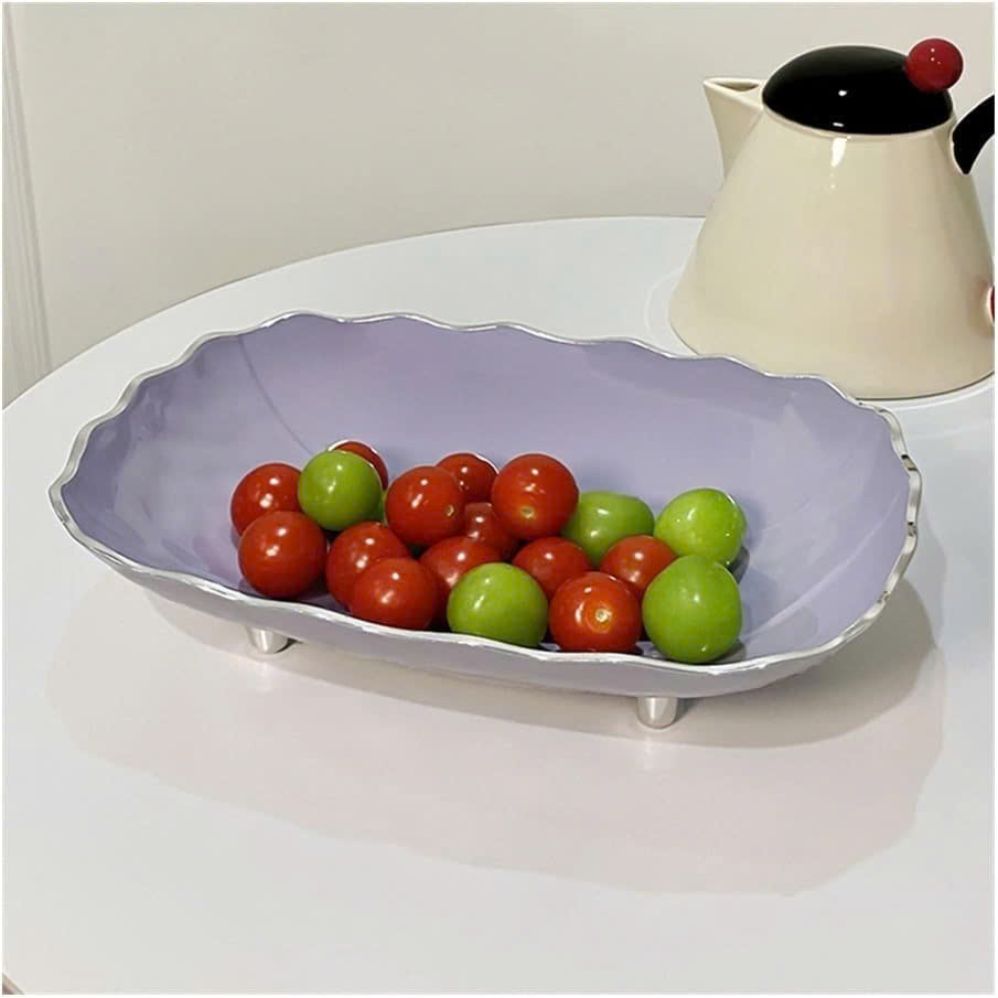 Đĩa Meka Cao Cấp Có Chân Đế Viền Ánh Kim – Khay Đựng Trái Cây- Khay Bánh KẹoTết, Hoa Quả, Decor Bàn Trà Phòng Khách - HÀNG CHÍNH HÃNG MINIIN