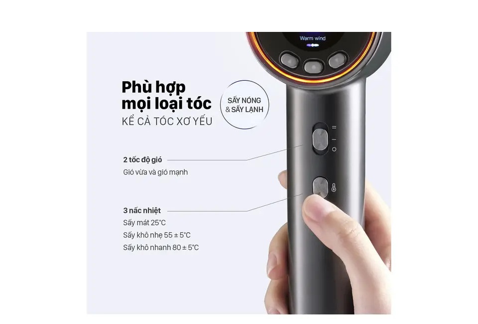 Máy Sấy Tóc Halio Hypersonic Hair Dryer Luân Phiên Nóng Lạnh, Bảo Vệ Da Đầu