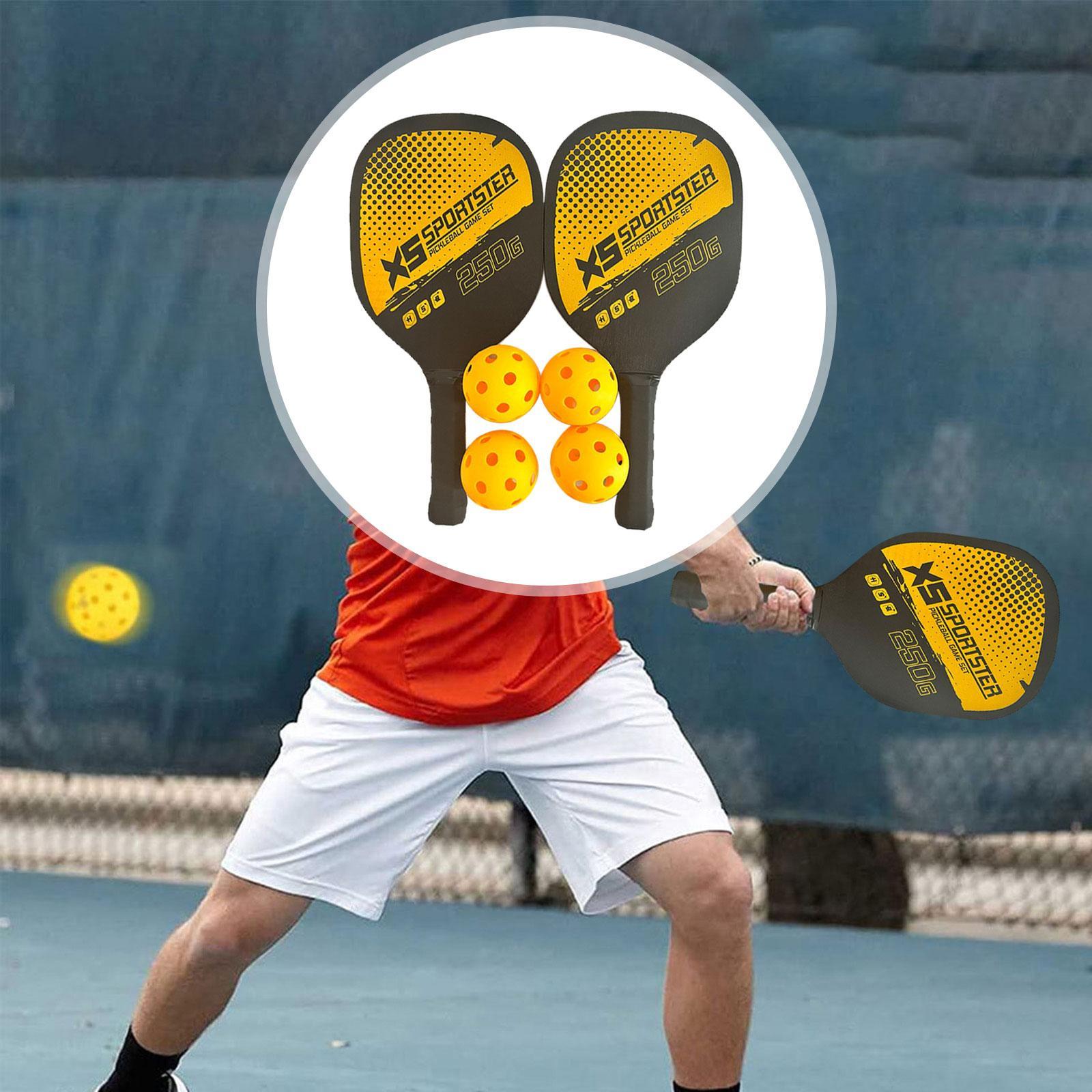 Pickleball Rackets Pickleball Paddles Wood Portable Durable Non Slip Handle with Storage Bag 4 Balls for Adults Player Training Sports Gifts