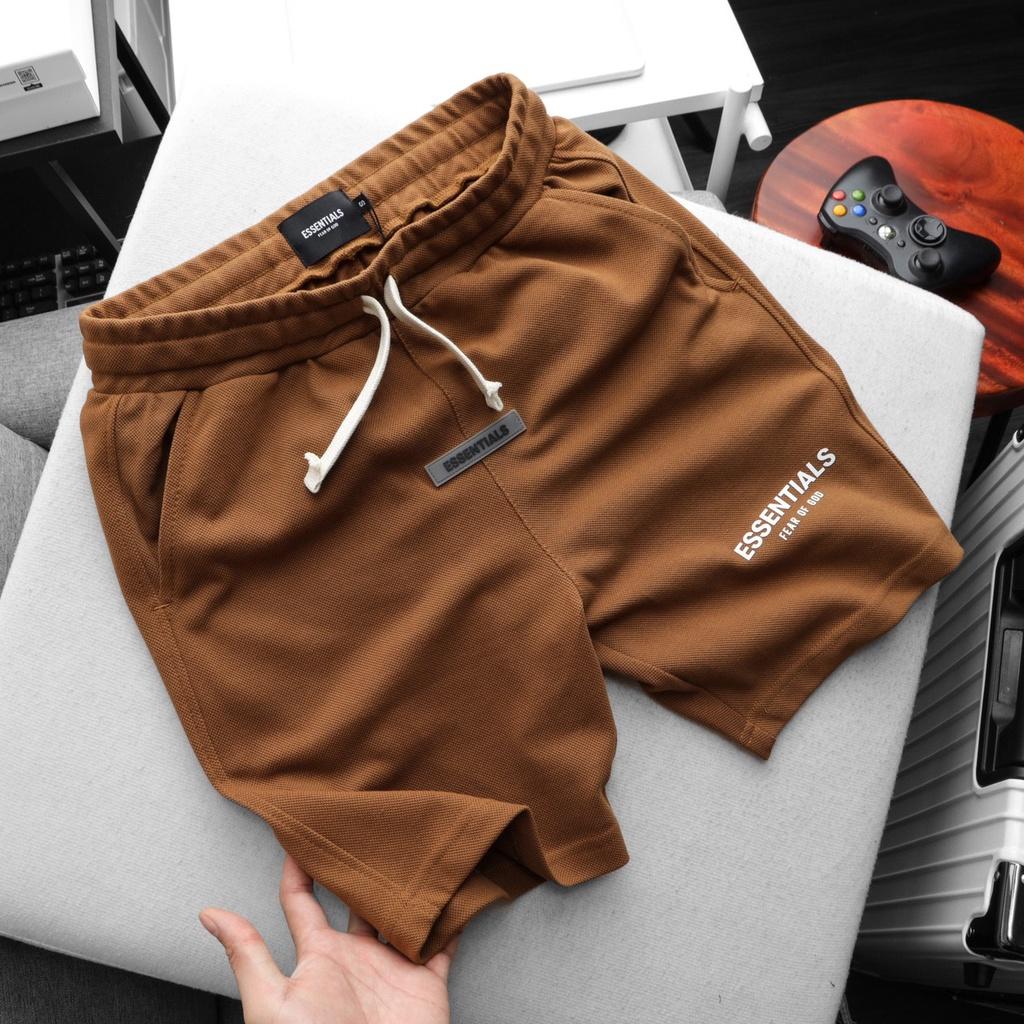 Quần short dây rút HOT TREND logo ép cao nổi cực chất - Quần short nỉ lưng thun LASTORE MENSWEAR