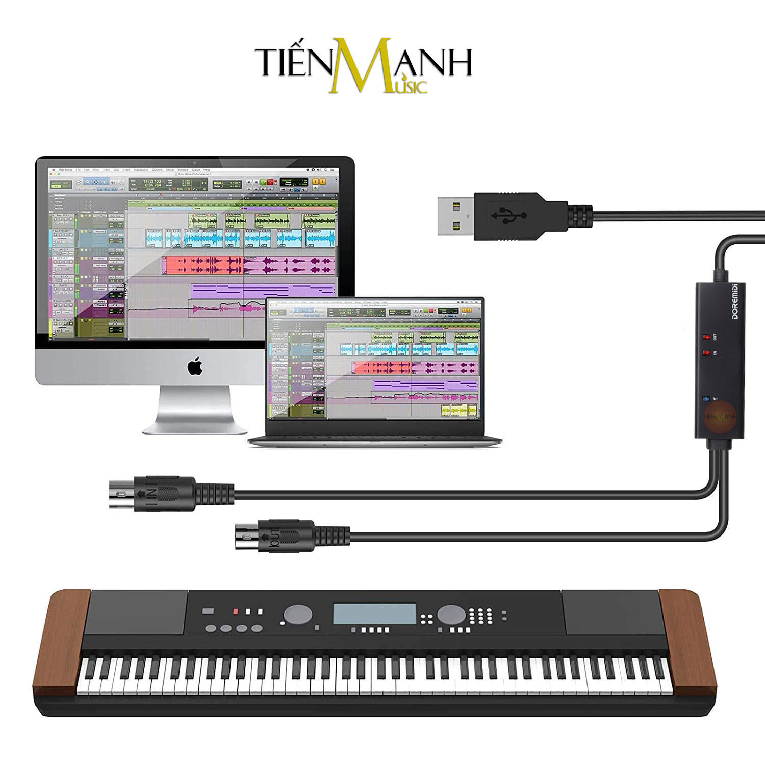 Dây Cáp Midi USB-A DOREMiDi MTU10 Cable Cao Cấp Cho Đàn Piano, Organ, Keyboard MTU-10 Hàng Chính Hãng - Kèm Móng Gẩy DreamMaker