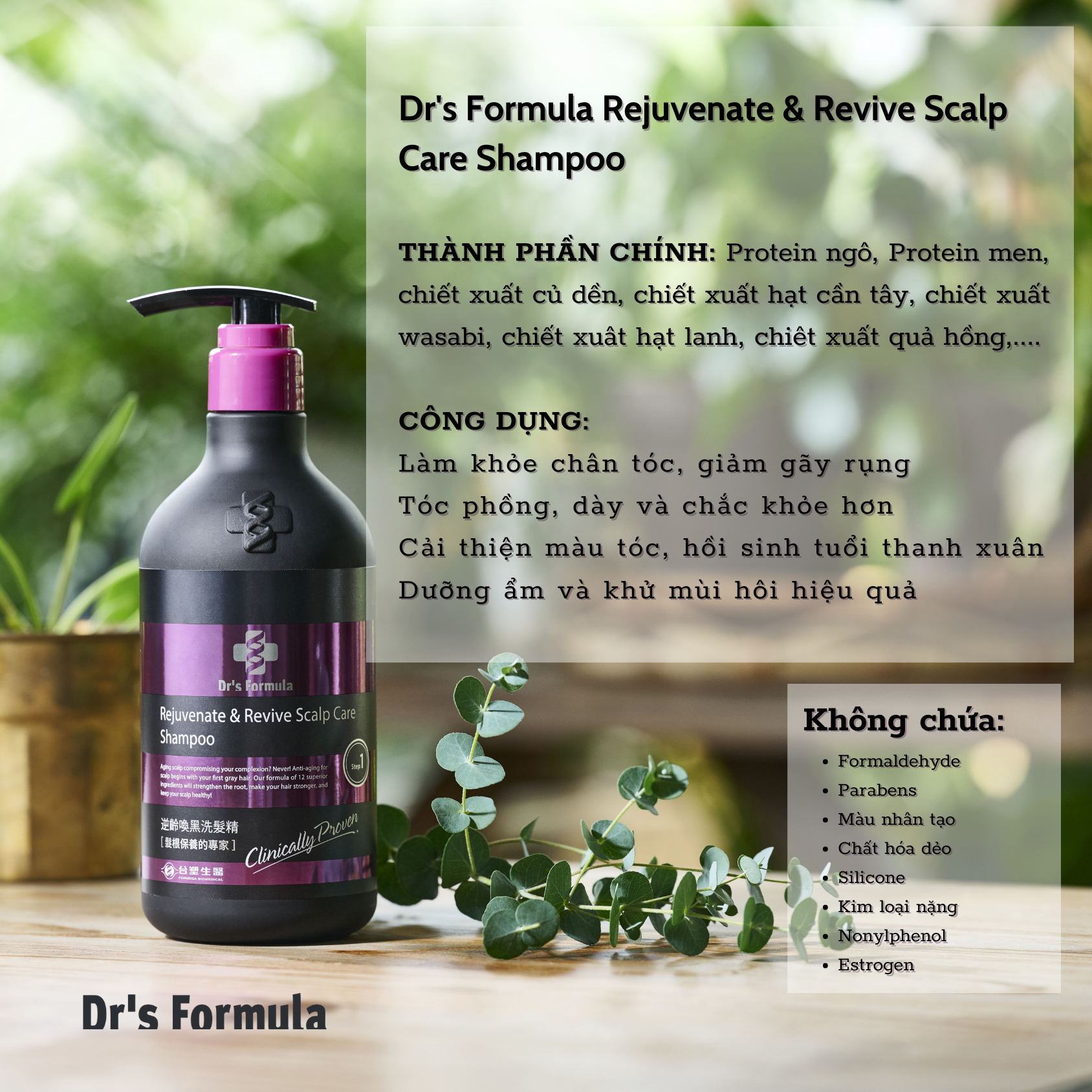 Dầu Gội Dưỡng Đen Và Trẻ Hóa Tóc Dr's Formula Rejuvenate & Revive Scalp Care Shampoo