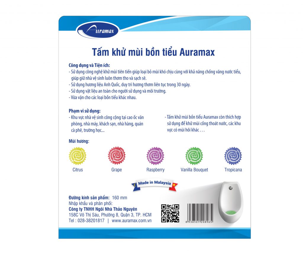 Bộ 15 tấm lót khư mùi bồn tiểu Auramax hương Lavender