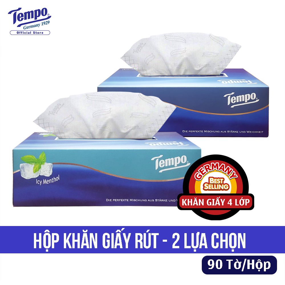 Hộp khăn giấy cao cấp Tempo Icy Menthol 90 tờ