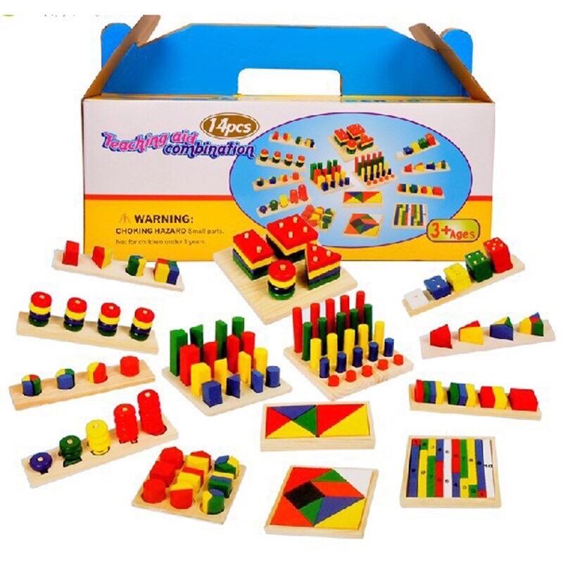 Bộ Montessori 14 món đồ chơi gỗ thông minh