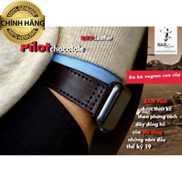 DÂY ĐỒNG HỒ DA BÒ THẬT CHO APPLE WATCH  – RAM PILOT MÀU CHOCOLATE - HÀNG CHÍNH HÃNG