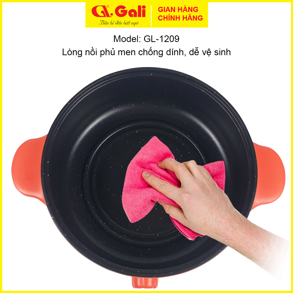 Nồi nấu điện đa năng Gali 5 lít, nồi lẩu 1500w, chiên, xào, hấp, thân 2 lớp, hàng nhập khẩu chính hãng bảo hành 1 năm