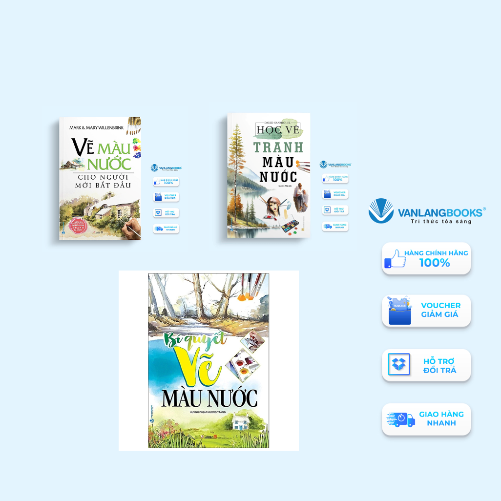 Combo 3 Cuốn Bí Quyết Vẽ Màu Nước + Vẽ Màu Nước Cho Người Mới Bắt Đầu + Học Vẽ Tranh Màu Nước - Vanlangbooks