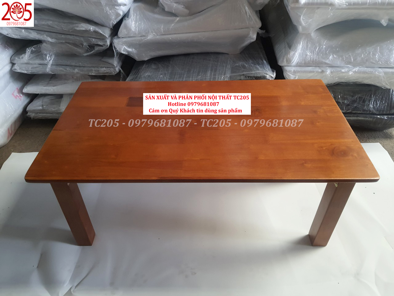 BÀN XẾP CHÂN VUÔNG GỖ CAO SU 70x40x30cm VÀNG - 205TC Folding wooden table