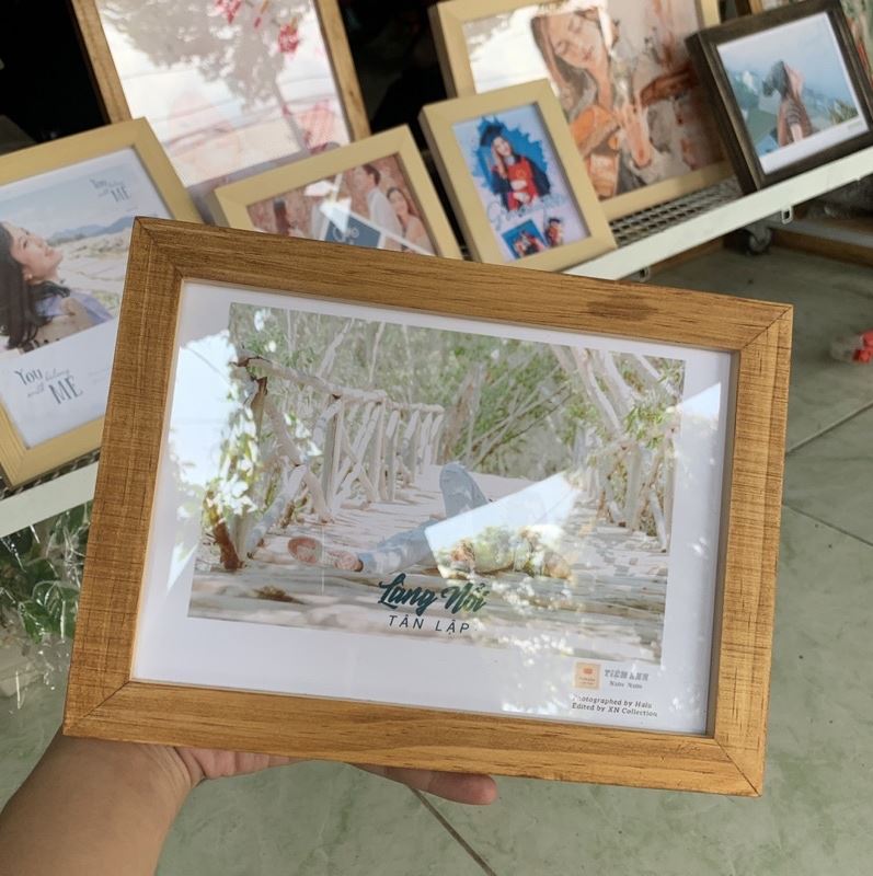 Khung ảnh gỗ thật để bàn và treo tường màu nâu a4 (20x30 cm) a5 (15x20 cm) 21x30 cm 15x21 cm