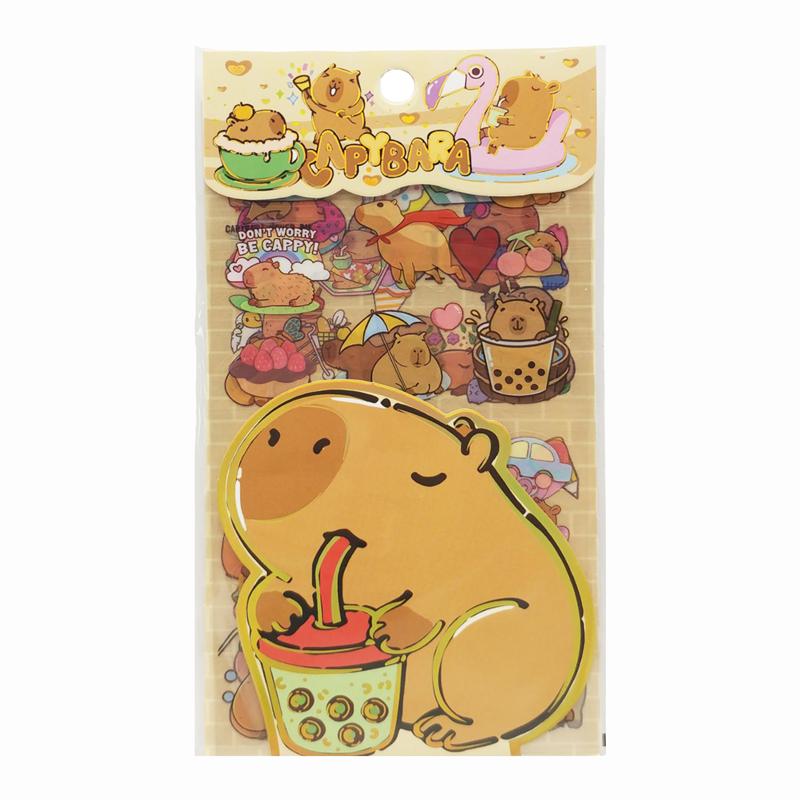 Bộ 4 Tờ Sticker Capybara Vui Nhộn - WanLongDa 2113 (Mẫu Bao Bì Giao Ngẫu Nhiên)