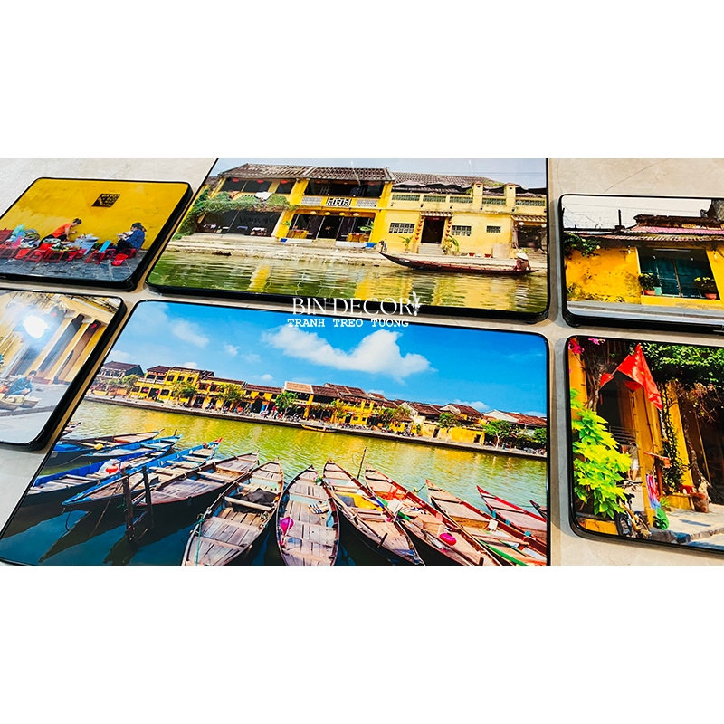 (ẢNH THẬT) Tranh treo tường hội an 1 trang trí decor quán có khung kèm đinh treo