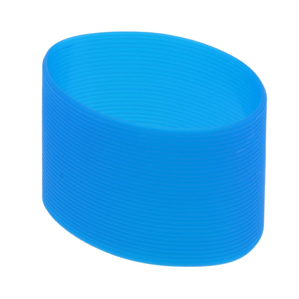 2xOutdoor Silicone Round Non-slip Water Bottle Mug Cup Sleeve Cover Dark blue