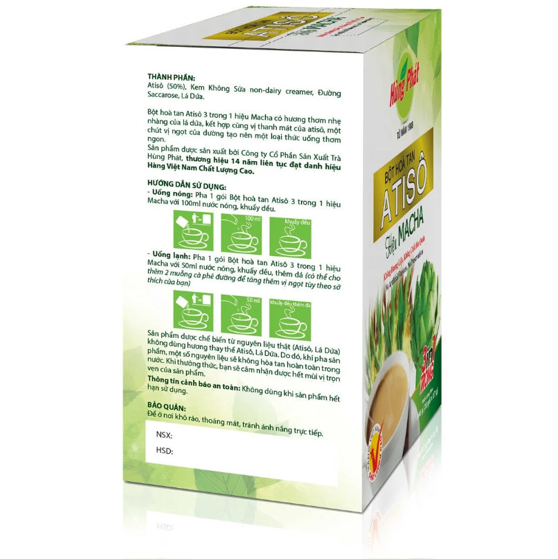 BỘT HÒA TAN ATISÔ HIỆU MACHA - MACHA ARTICHOKE INSTANT POWDER -Thương hiệu Hùng Phát: Thành Phần Tự Nhiên-Không Phẩm Màu - Không Chất Bảo Quản