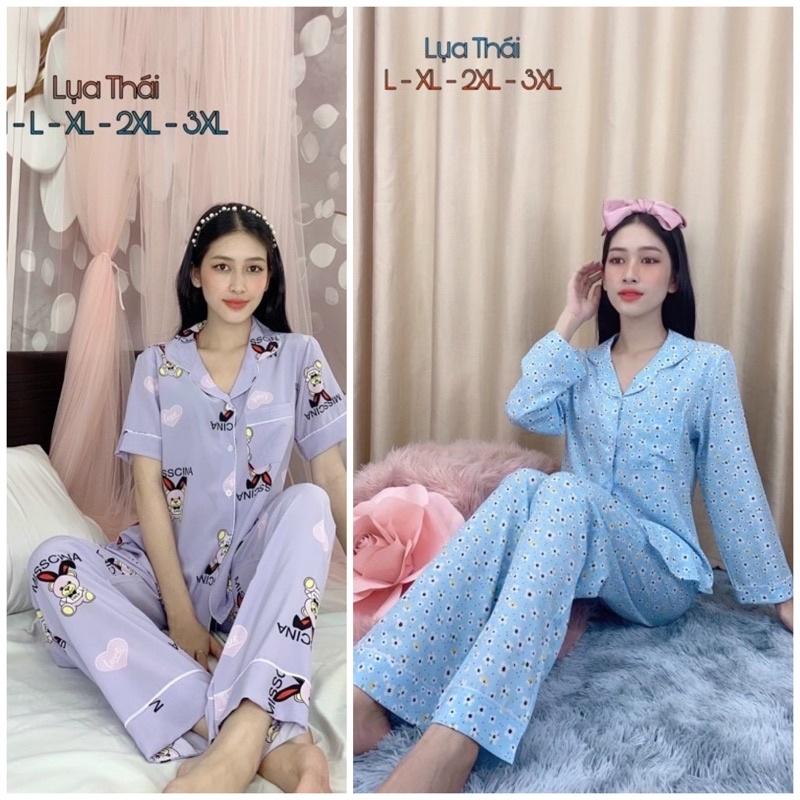 Đồ bộ mặc nhà Mi Cần Thơ Pijama Lụa tay cộc quần dài, có túi quần