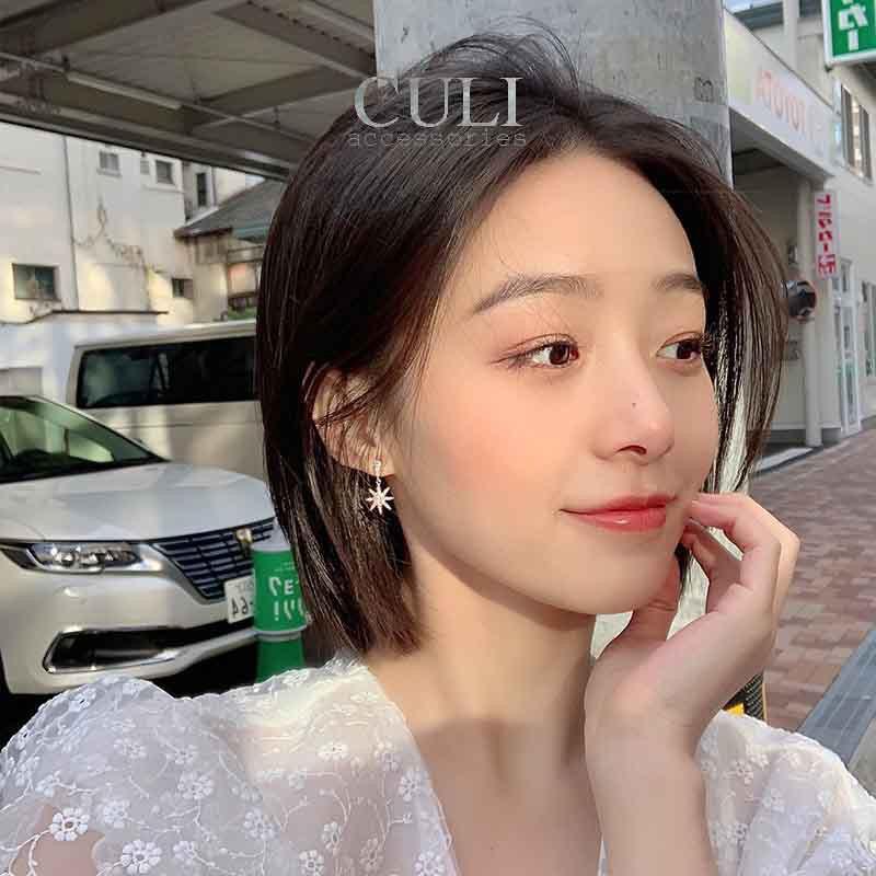 Khuyên tai, hoa tai chuôi bạc S925 hình mặt trời đính đá xinh xắn phong cách Hàn Quốc HT636 - Culi accessories