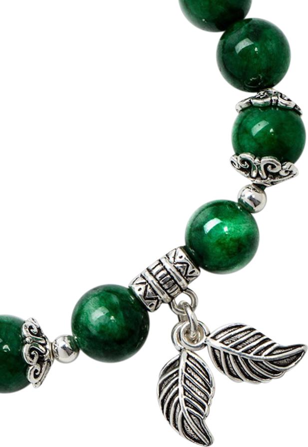 Vòng Đá Cẩm Thạch Charm Lá Bạc 925 8mm Ngọc Quý Gemstones VT156