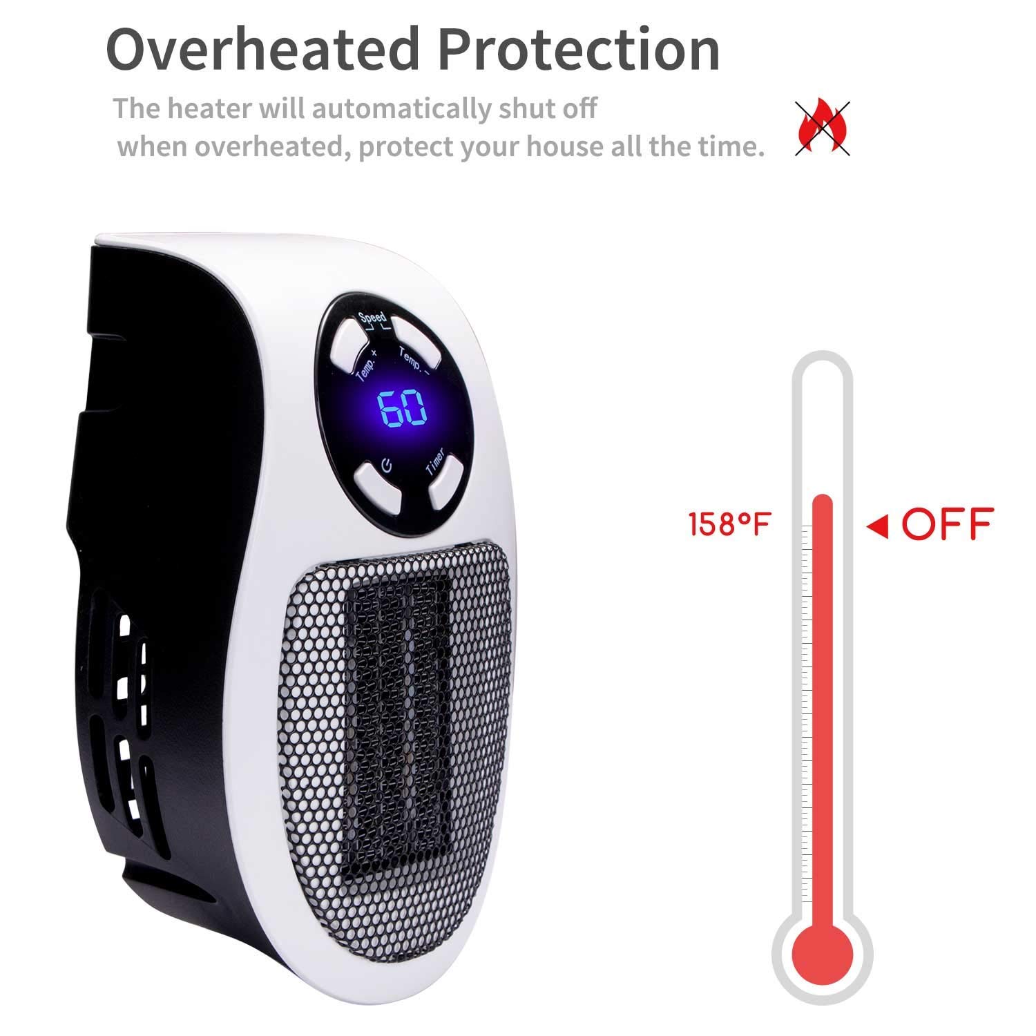 Máy sưởi mini màn hình LED Home Office Micro Heater 500W