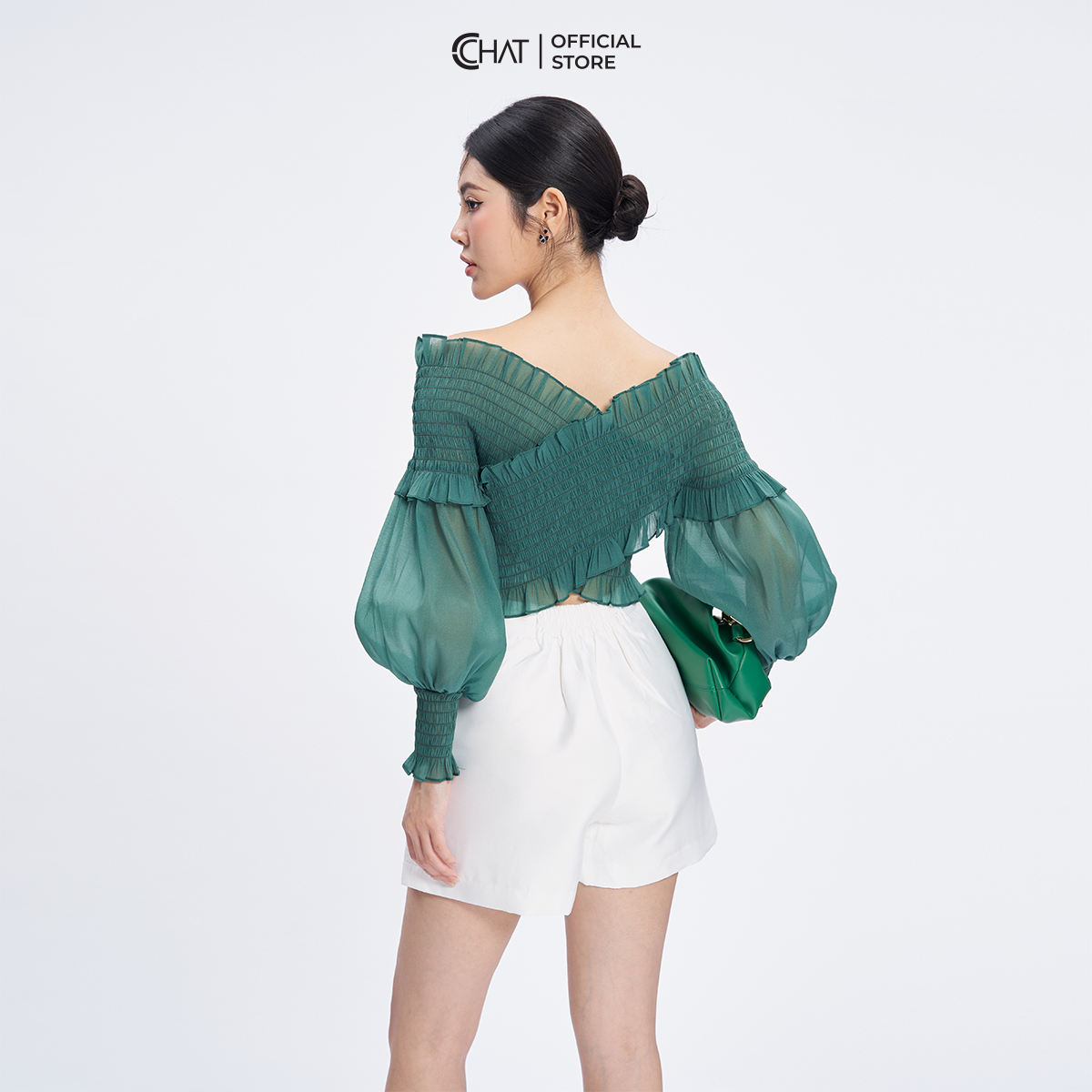 Áo Kiểu Nữ  Chạy Chỉ Chun Trễ Vai Dáng Ôm Chất Voan Cao Cấp 11ADV2009OT