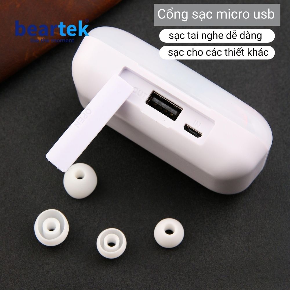 Tai nghe không dây bluetooth BEARTEK B22 True Wireless cao cấp – Màn hình LED hiển thị % pin – Thiết kế trẻ trung hiện đại - Âm thanh sống động -  Hàng chính hãng