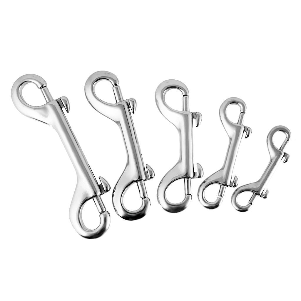 5xDiving Stainless Steel Double Ended Bolt Snap Buckle Metal Clip 90mm