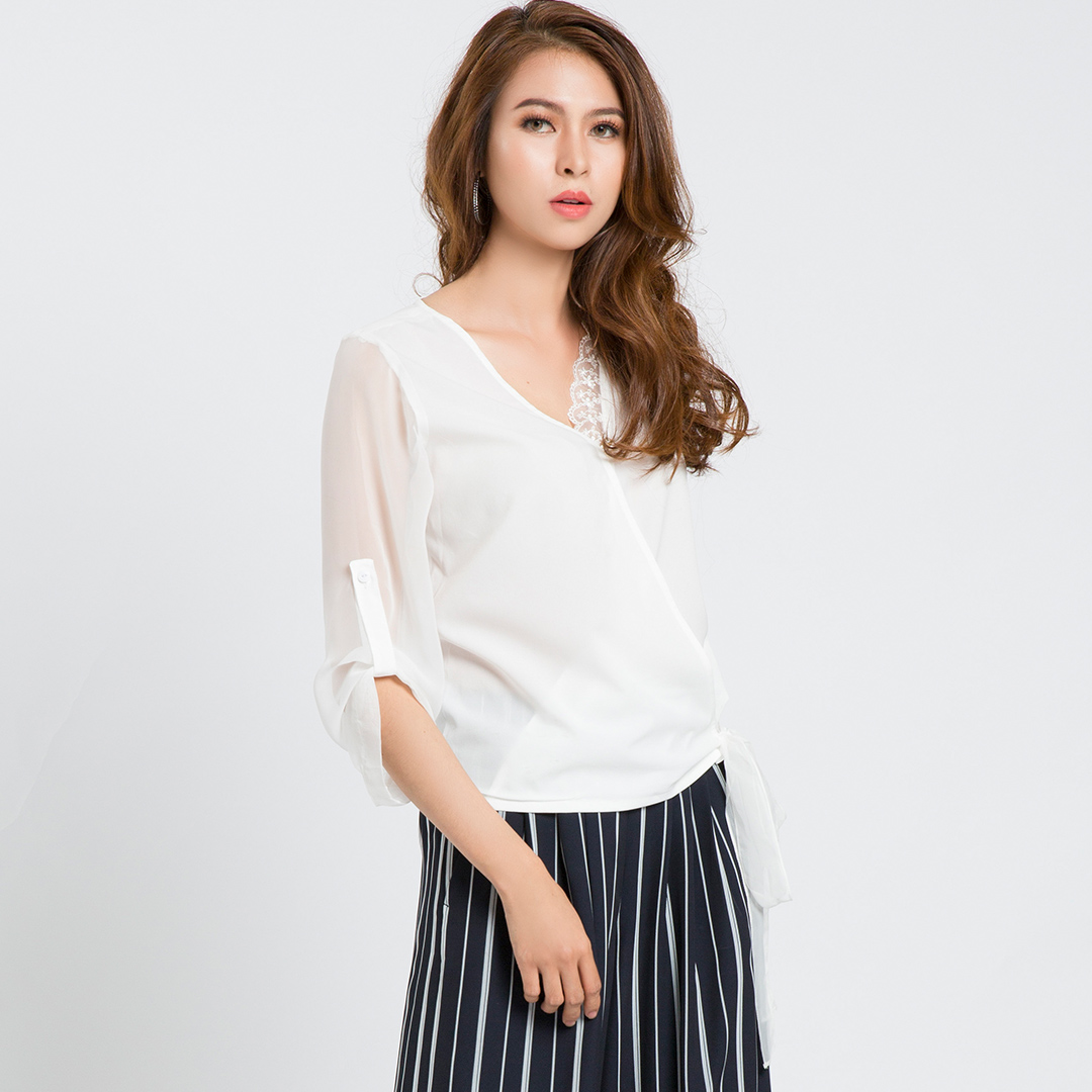 Áo Đắp Vạt Phối Ren Hity TOP087