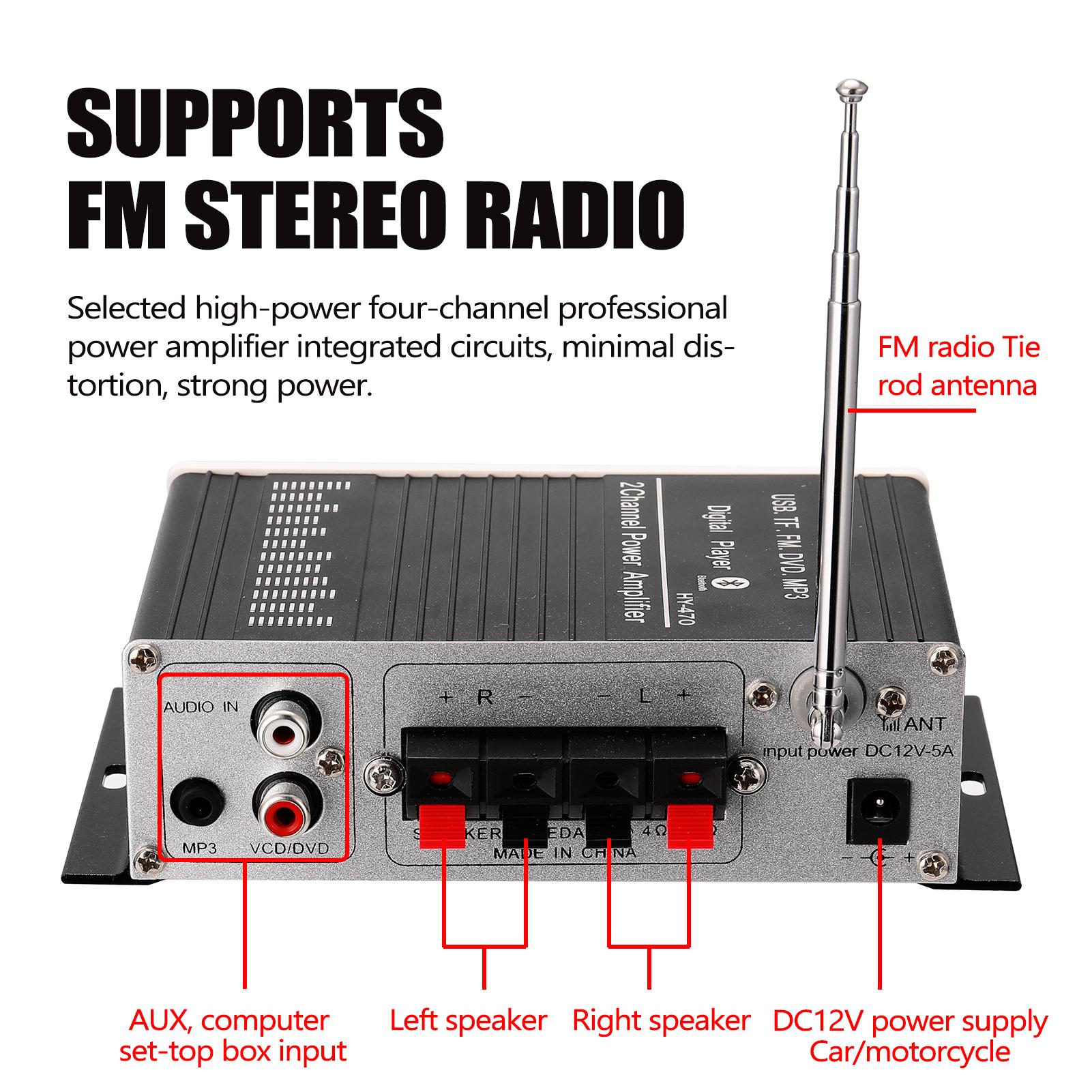 BT Motorcycle Car Computer Digital Player 2 Channel Power Amplifier FM Radio Lossless Music Power Amplifier Digital