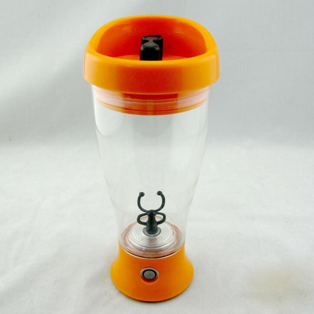 Self Stirring Coffee Tea Mug Automatic Mixing Cup Outdoor Travel Orange